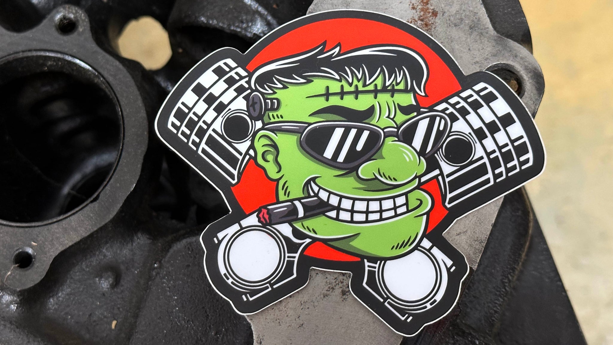 Crossed Pistons Decal The Horsepower Monster